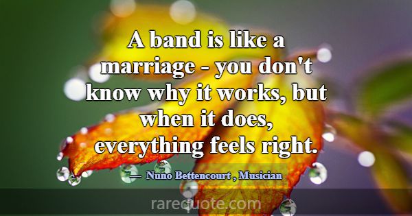 A band is like a marriage - you don't know why it ... -Nuno Bettencourt