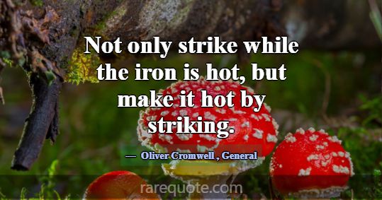 Not only strike while the iron is hot, but make it... -Oliver Cromwell