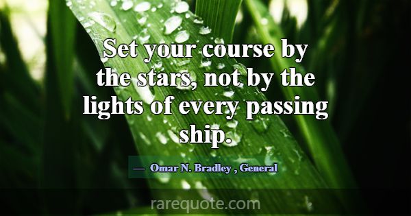 Set your course by the stars, not by the lights of... -Omar N. Bradley