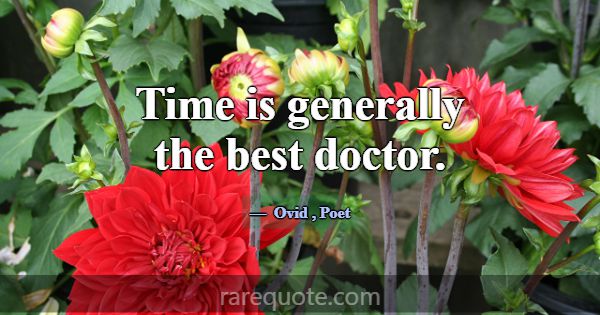 Time is generally the best doctor.... -Ovid