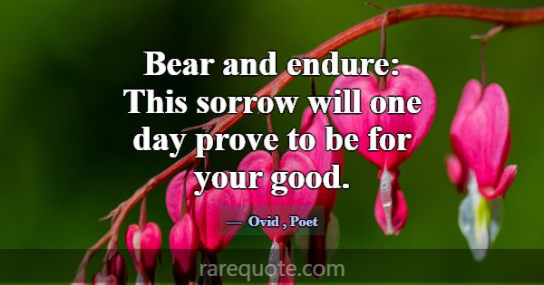 Bear and endure: This sorrow will one day prove to... -Ovid