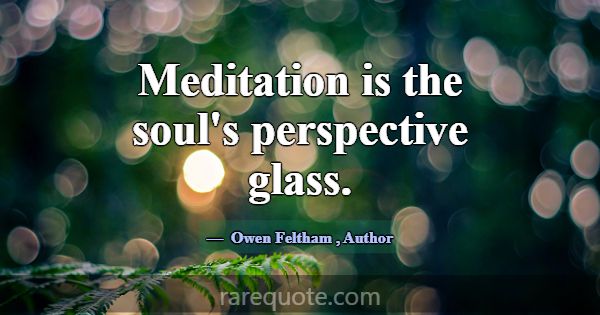 Meditation is the soul's perspective glass.... -Owen Feltham