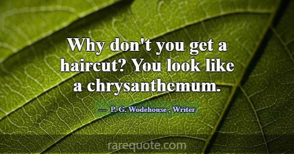 Why don't you get a haircut? You look like a chrys... -P. G. Wodehouse