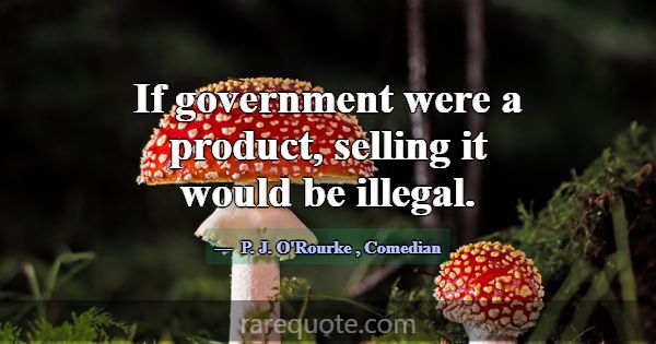 If government were a product, selling it would be ... -P. J. O\'Rourke