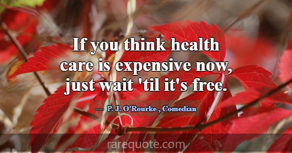 If you think health care is expensive now, just wa... -P. J. O\'Rourke