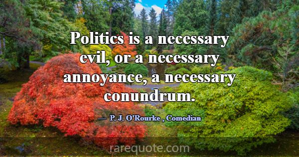 Politics is a necessary evil, or a necessary annoy... -P. J. O\'Rourke