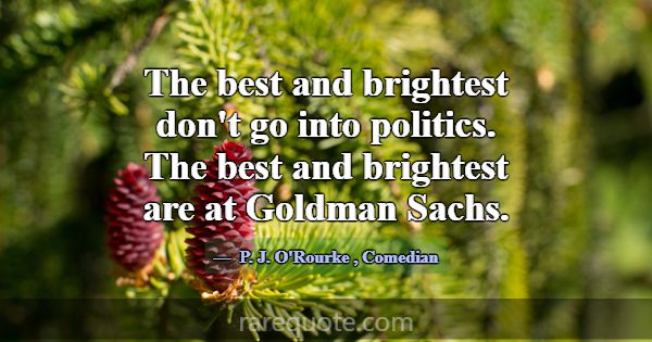 The best and brightest don't go into politics. The... -P. J. O\'Rourke
