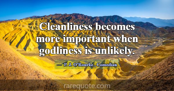 Cleanliness becomes more important when godliness ... -P. J. O\'Rourke
