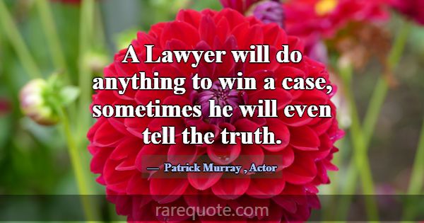 A Lawyer will do anything to win a case, sometimes... -Patrick Murray