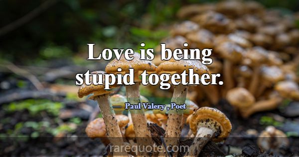 Love is being stupid together.... -Paul Valery
