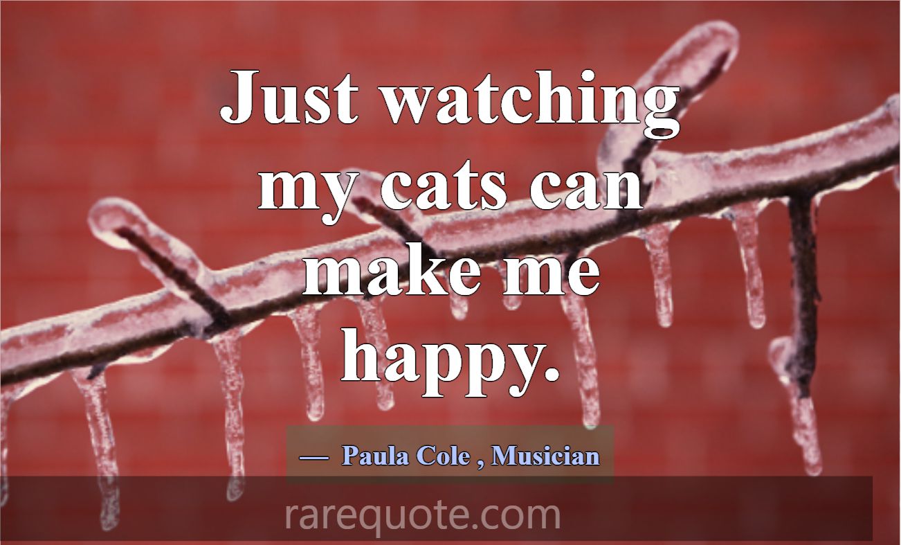 Just watching my cats can make me happy.... -Paula Cole