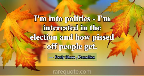 I'm into politics - I'm interested in the election... -Pauly Shore