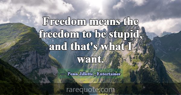 Freedom means the freedom to be stupid, and that's... -Penn Jillette