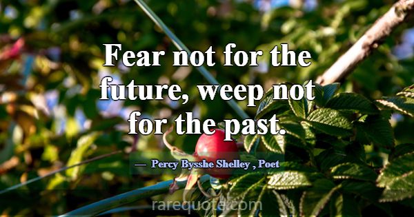 Fear not for the future, weep not for the past.... -Percy Bysshe Shelley