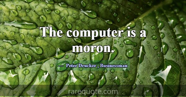The computer is a moron.... -Peter Drucker