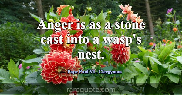 Anger is as a stone cast into a wasp's nest.... -Pope Paul VI