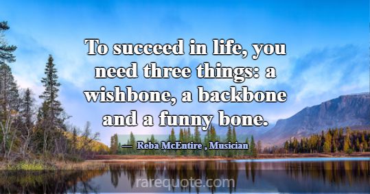 To succeed in life, you need three things: a wishb... -Reba McEntire
