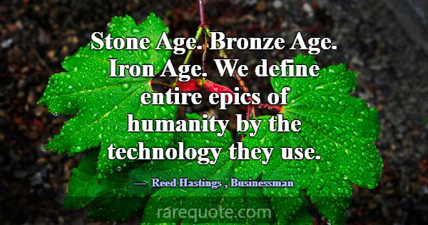 Stone Age. Bronze Age. Iron Age. We define entire ... -Reed Hastings
