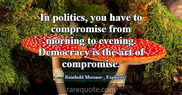 In politics, you have to compromise from morning t... -Reinhold Messner