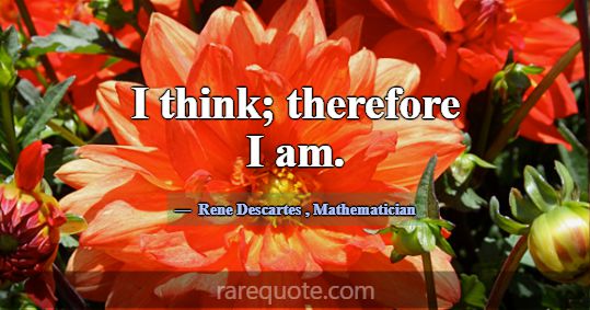 I think; therefore I am.... -Rene Descartes
