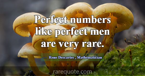 Perfect numbers like perfect men are very rare.... -Rene Descartes