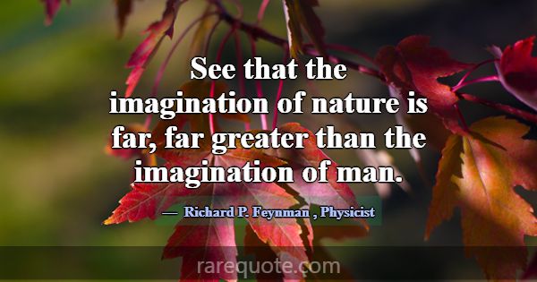 See that the imagination of nature is far, far gre... -Richard P. Feynman