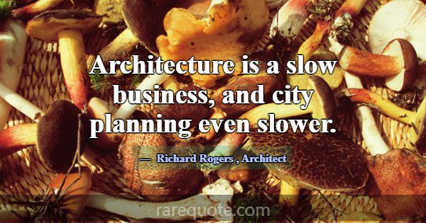 Architecture is a slow business, and city planning... -Richard Rogers