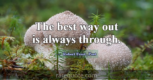 The best way out is always through.... -Robert Frost