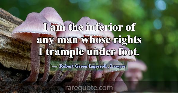I am the inferior of any man whose rights I trampl... -Robert Green Ingersoll