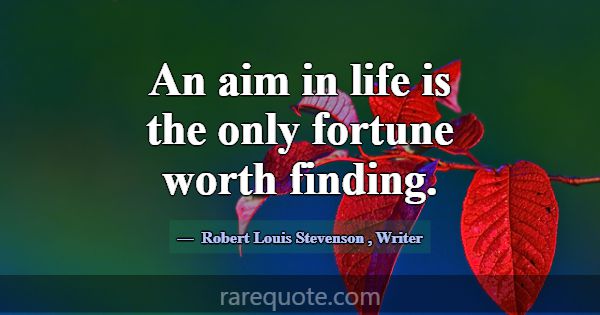 An aim in life is the only fortune worth finding.... -Robert Louis Stevenson