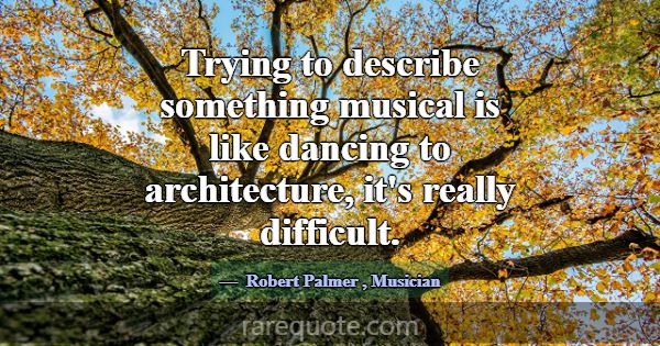 Trying to describe something musical is like danci... -Robert Palmer