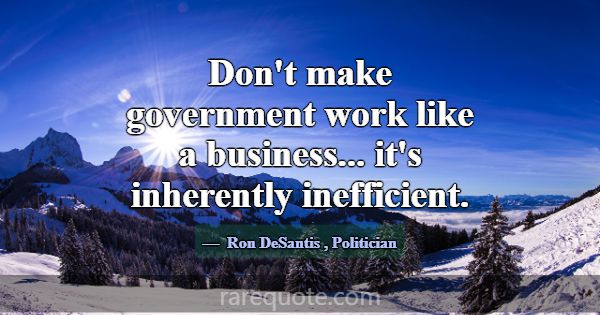 Don't make government work like a business... it's... -Ron DeSantis