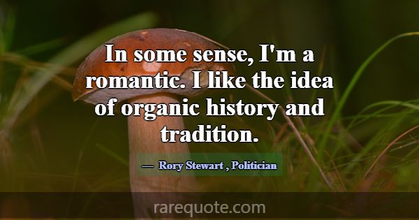 In some sense, I'm a romantic. I like the idea of ... -Rory Stewart