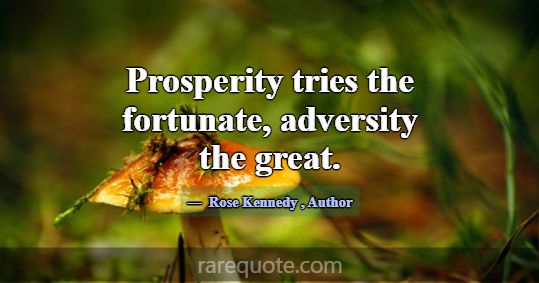Prosperity tries the fortunate, adversity the grea... -Rose Kennedy