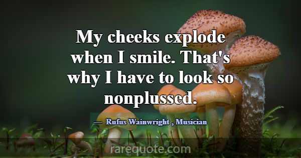 My cheeks explode when I smile. That's why I have ... -Rufus Wainwright