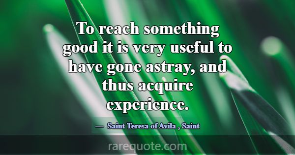 To reach something good it is very useful to have ... -Saint Teresa of Avila