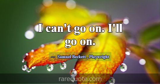 I can't go on. I'll go on.... -Samuel Beckett
