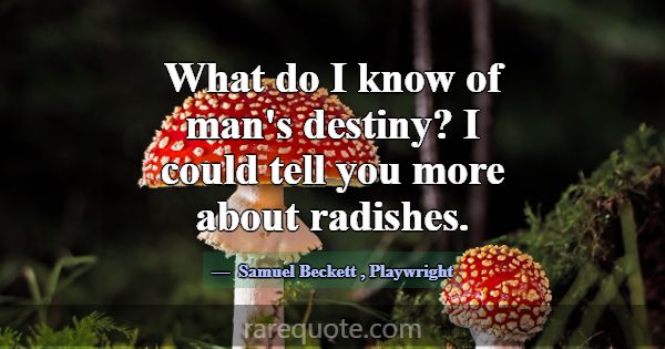 What do I know of man's destiny? I could tell you ... -Samuel Beckett
