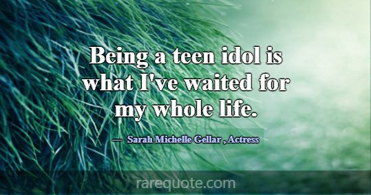 Being a teen idol is what I've waited for my whole... -Sarah Michelle Gellar