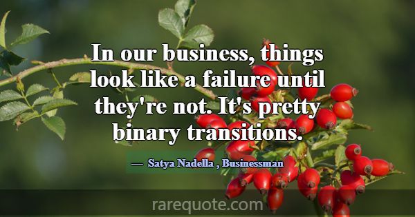 In our business, things look like a failure until ... -Satya Nadella