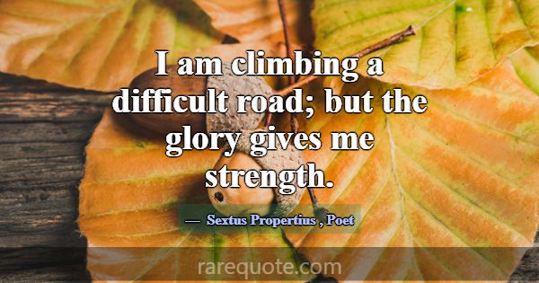 I am climbing a difficult road; but the glory give... -Sextus Propertius