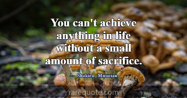 You can't achieve anything in life without a small... -Shakira