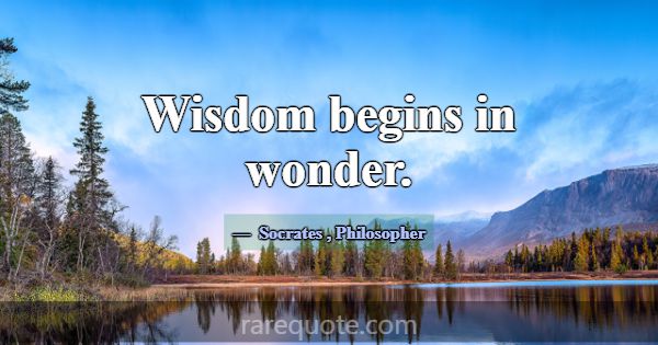 Wisdom begins in wonder.... -Socrates