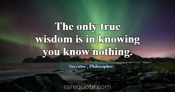 The only true wisdom is in knowing you know nothin... -Socrates