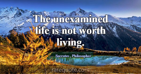 The unexamined life is not worth living.... -Socrates