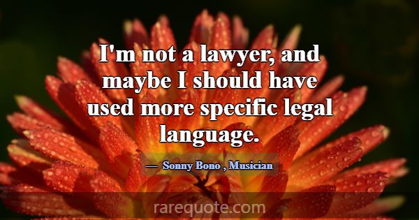 I'm not a lawyer, and maybe I should have used mor... -Sonny Bono