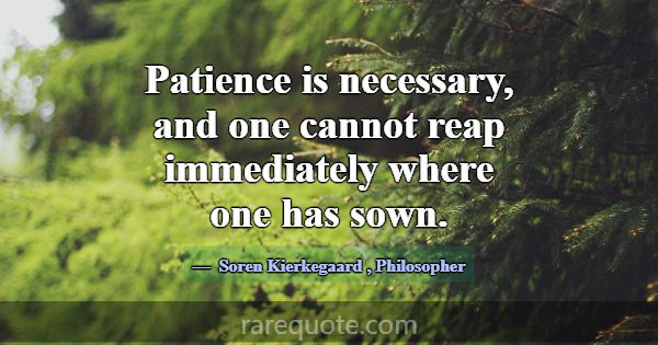 Patience is necessary, and one cannot reap immedia... -Soren Kierkegaard