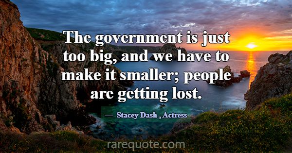 The government is just too big, and we have to mak... -Stacey Dash