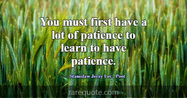You must first have a lot of patience to learn to ... -Stanislaw Jerzy Lec