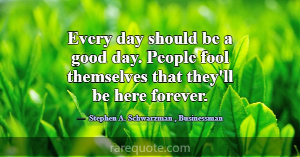 Every day should be a good day. People fool themse... -Stephen A. Schwarzman